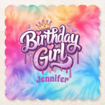 Adorable Birthday Girl Paper Coaster