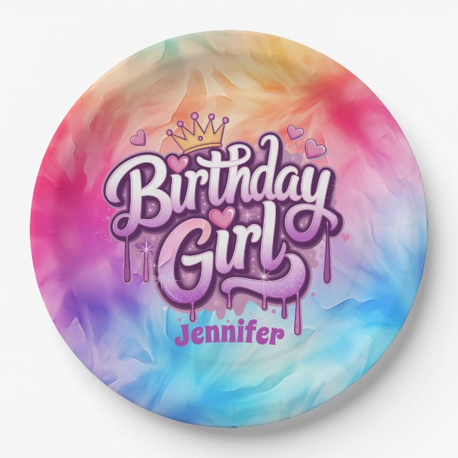 Adorable Birthday Girl Paper Plate (Front)