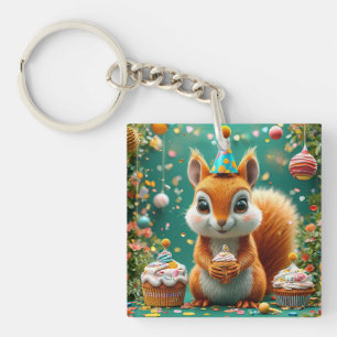 Adorable birthday Squirrel Key Ring