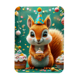 Adorable birthday Squirrel Magnet