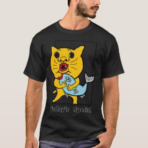 Adorable Black and Yellow Striped Kawaii Fish Cart T-Shirt