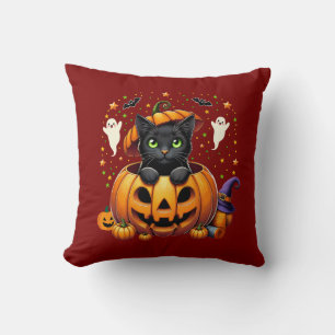 Adorable Black Cat in Pumpkin - Spooky Season! Cushion
