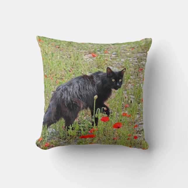 Adorable Black Cat Pillow! Cushion (Front)