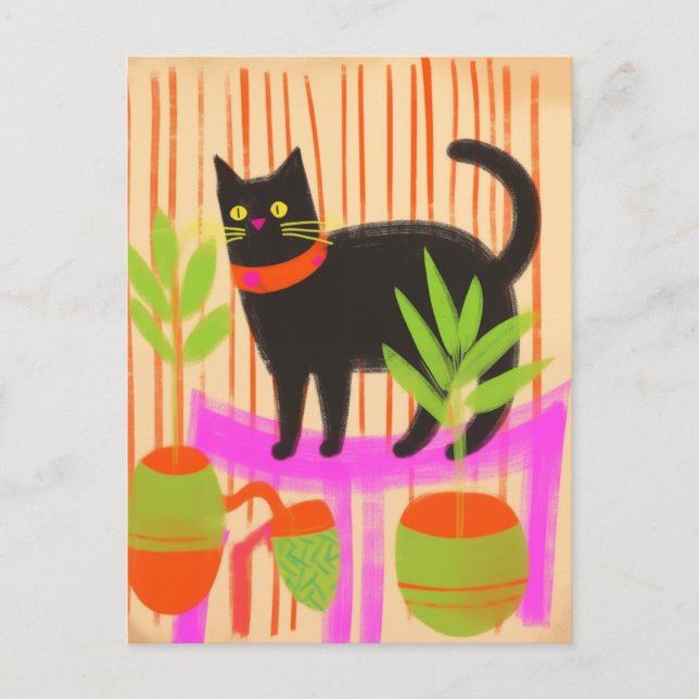 Adorable Black Cat Postcard (Front)