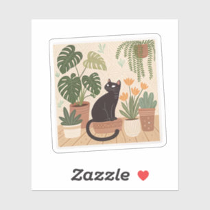 Adorable Black Cat Vinyl Sticker "Domestic Panth