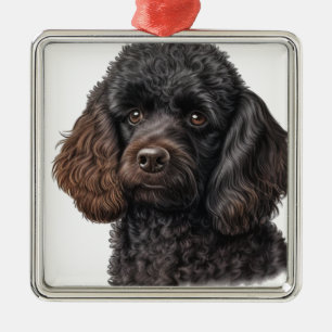 ADORABLE BLACK FRENCH POODLE PUPPY DOG METAL TREE DECORATION