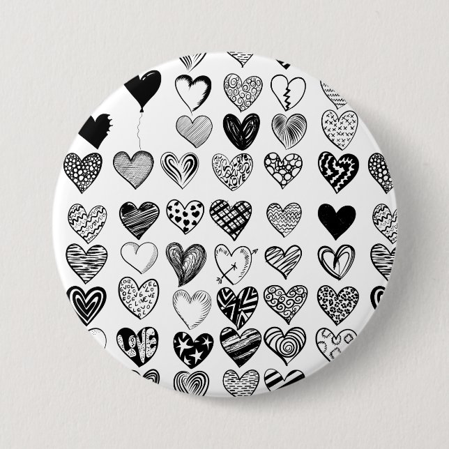 Adorable Black Heart Scribble Drawing 7.5 Cm Round Badge (Front)