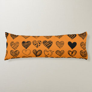 Adorable Black Heart Scribble Drawing Body Cushion