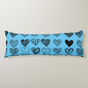 Adorable Black Heart Scribble Drawing Body Cushion