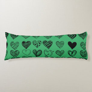 Adorable Black Heart Scribble Drawing Body Cushion