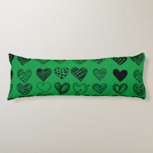 Adorable Black Heart Scribble Drawing Body Cushion