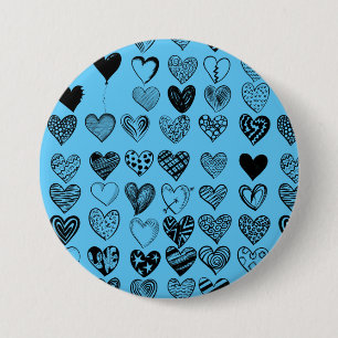 Adorable Black Heart Scribble Drawing Button