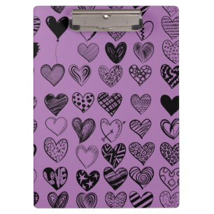 Adorable Black Heart Scribble Drawing Clipboard