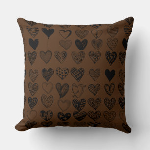 Adorable Black Heart Scribble Drawing Cushion