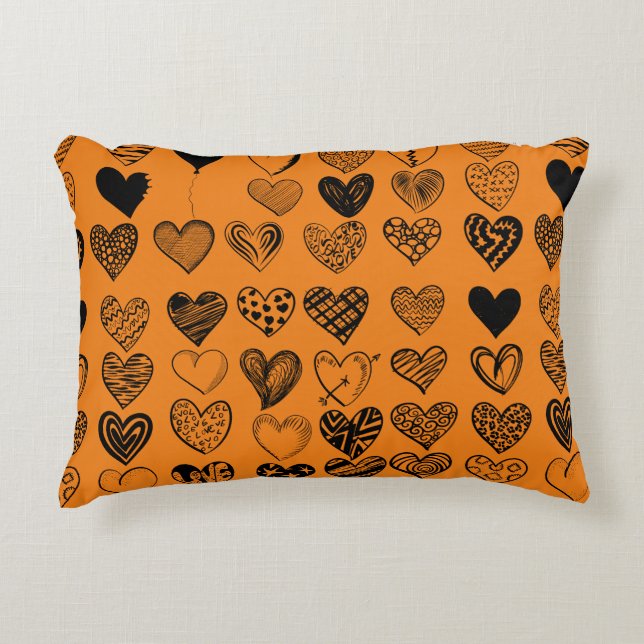 Adorable Black Heart Scribble Drawing Decorative Cushion (Front)