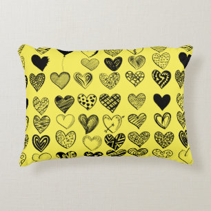 Adorable Black Heart Scribble Drawing Decorative Cushion