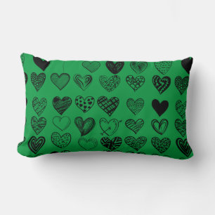 Adorable Black Heart Scribble Drawing Lumbar Cushion