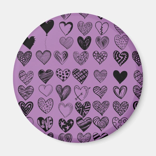 Adorable Black Heart Scribble Drawing Magnet (Front)