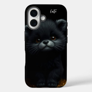 Adorable Black Kitten iPhone 16 Case