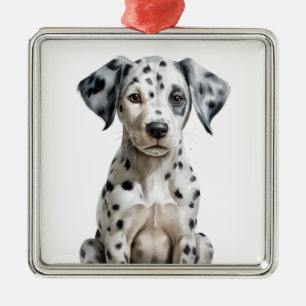 ADORABLE BLACK & WHITE DALMATIAN PUPPY DOG METAL TREE DECORATION