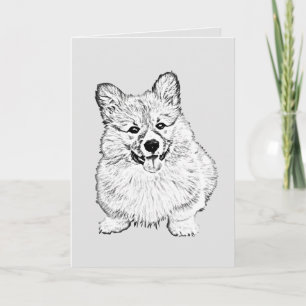 Adorable Black/White Welsh Corgi Greeting Card