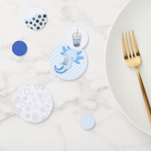 Adorable Blue Axolotl Boba Tea Boys Birthday Party Confetti