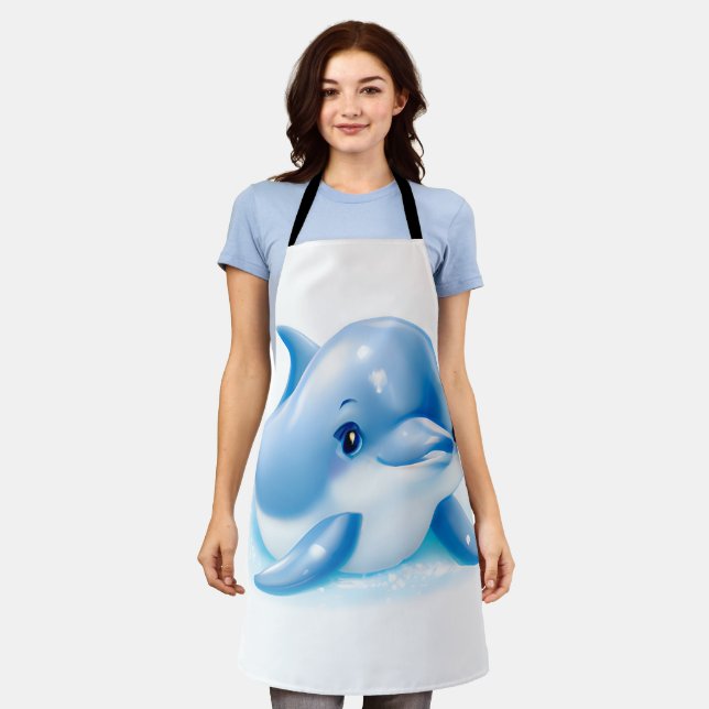 Adorable Blue Baby Dolphin Apron (Worn)