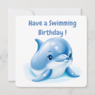 Adorable Blue Baby Dolphin Holiday Card