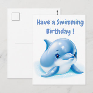 Adorable Blue Baby Dolphin Postcard