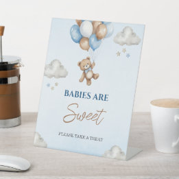 Adorable Blue Bear Babies Are Sweet Dessert Table Pedestal Sign