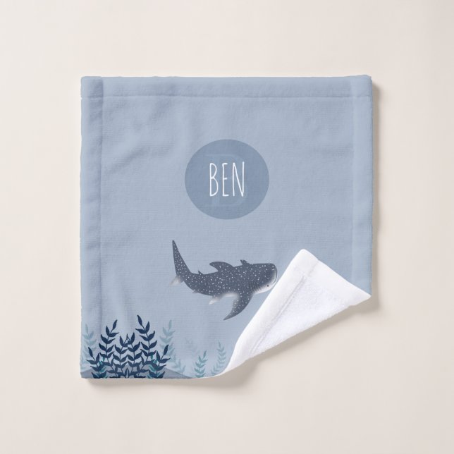 Adorable Blue boys Under the Sea Whale Shark  Wash Cloth (Wash Cloth)