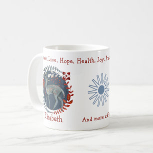 Adorable Blue Deer And Plants. Unique And Funny Coffee Mug