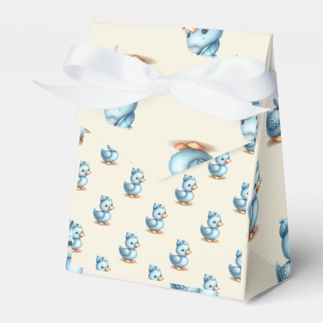 Adorable Blue Ducks Wearing A Cap Favour Box (Front Side)