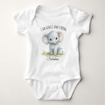Adorable Blue Elephant "I Am Gentle and Strong"