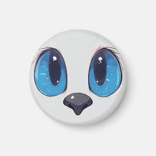 Adorable Blue Eyes Cat Face Cute Kawaii Cat Design Magnet