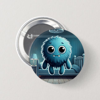 Adorable Blue Fluffy Creature 6 Cm Round Badge