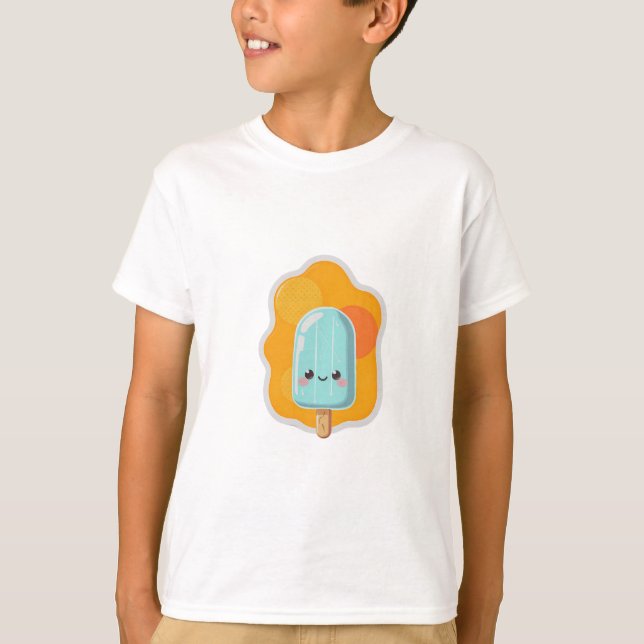Adorable Blue Popsicle Illustration T-Shirt (Front)