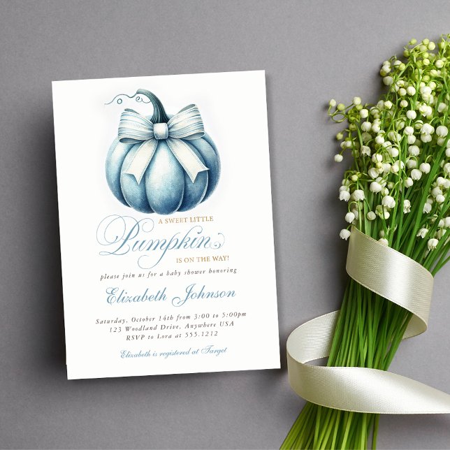 Adorable Blue Pumpkin Baby Shower Invitation (Adorable Blue Pumpkin Baby Shower Invitation)