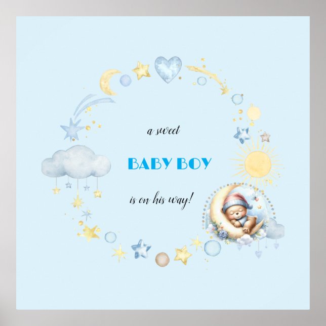 Adorable Blue Table Confetti Poster (Front)