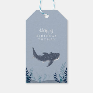 Adorable Blue Under the Sea Manta Ray Birthday Gift Tags