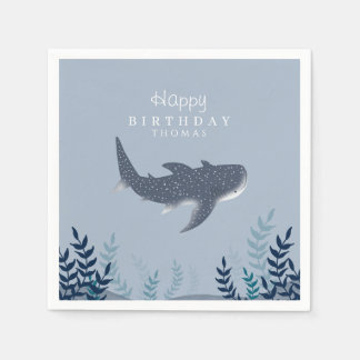 Adorable Blue Under the Sea Manta Ray Birthday  Napkin