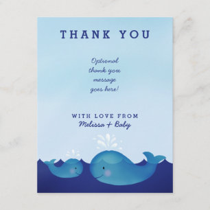 Adorable Blue Whale Nautical Baby Shower Thank You