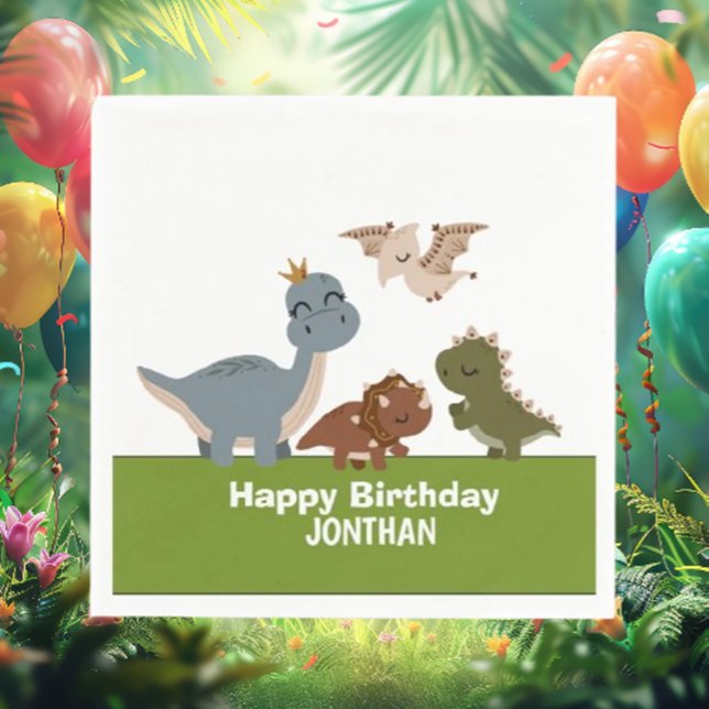 Adorable Boho Dinosaur Party Napkin (Celebrate your little one's special day in style with our Boho Dinosaur Birthday Napkins)