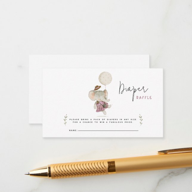 Adorable Boho Elephant Rustic Baby Shower Enclosure Card (Front/Back In Situ)