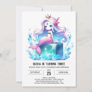 Adorable Boho Mermaid Birthday Invitation