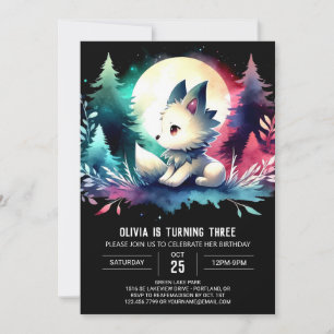 Adorable Boho Wolf Birthday  Invitation