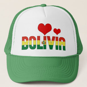 Adorable Bolivia Flag Hearts Patriotic Trucker Hat