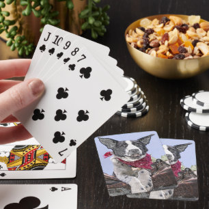 Adorable Border Collie Heeler Mix Dog Sketch Art Playing Cards