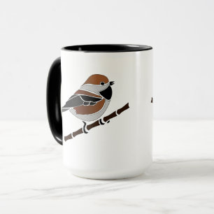 Adorable Boreal Chickadee Bird Cartoon Mug