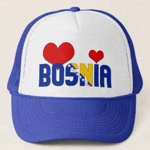 Adorable Bosnia Flag Hearts Patriotic Trucker Hat